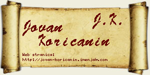 Jovan Korićanin vizit kartica
